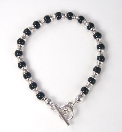 Silver and Onyx Toggle Bracelet